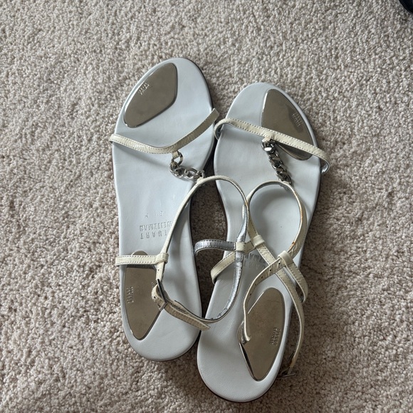 Stuart Weitzman White and Silver Sandals - Picture 1 of 2